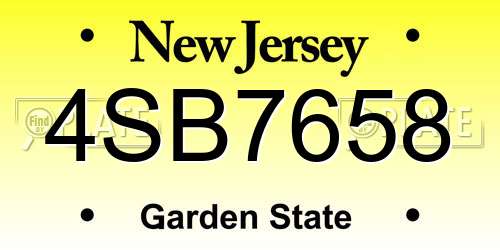 4SB7658 New Jersey License Plate