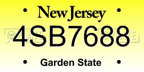 4SB7688 New Jersey License Plate