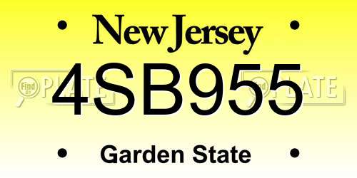 4SB955 New Jersey License Plate