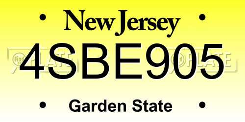 4SBE905 New Jersey License Plate