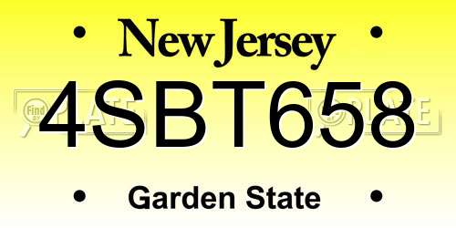 4SBT658 New Jersey License Plate