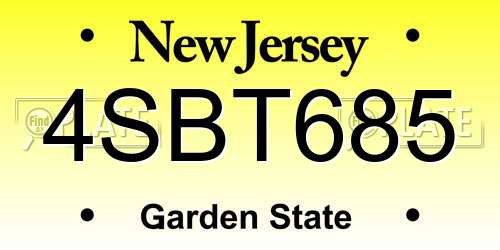 4SBT685 New Jersey License Plate