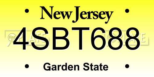 4SBT688 New Jersey License Plate