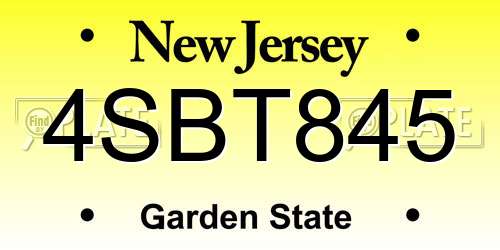 4SBT845 New Jersey License Plate