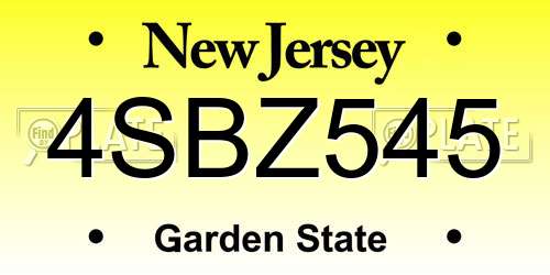 4SBZ545 New Jersey License Plate