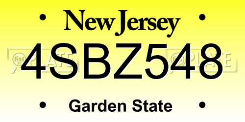 4SBZ548 New Jersey License Plate