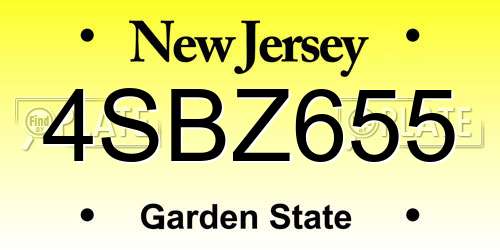 4SBZ655 New Jersey License Plate