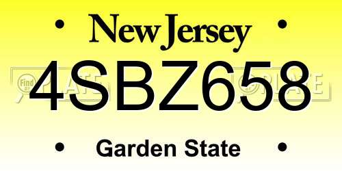4SBZ658 New Jersey License Plate