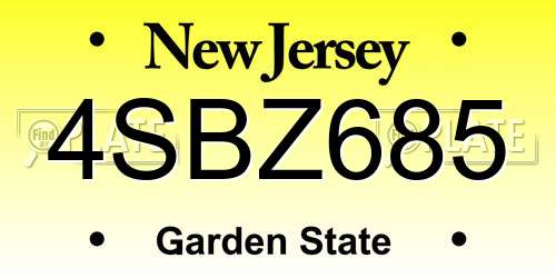 4SBZ685 New Jersey License Plate
