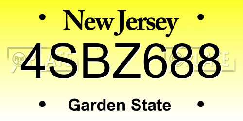 4SBZ688 New Jersey License Plate