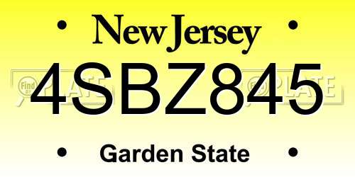 4SBZ845 New Jersey License Plate