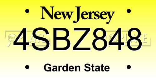 4SBZ848 New Jersey License Plate