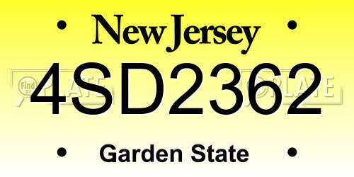 4SD2362 New Jersey License Plate