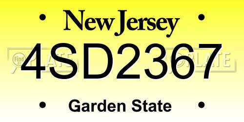 4SD2367 New Jersey License Plate