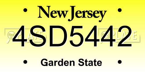 4SD5442 New Jersey License Plate