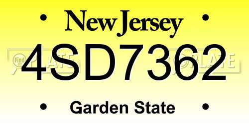 4SD7362 New Jersey License Plate
