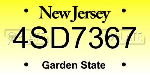 4SD7367 New Jersey License Plate