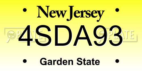 4SDA93 New Jersey License Plate