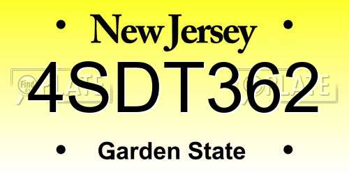 4SDT362 New Jersey License Plate