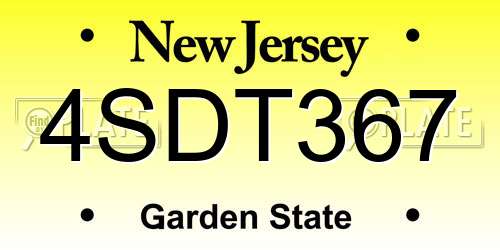4SDT367 New Jersey License Plate