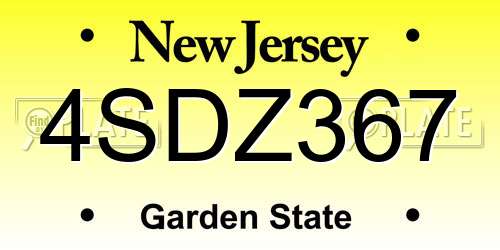 4SDZ367 New Jersey License Plate