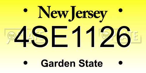 4SE1126 New Jersey License Plate