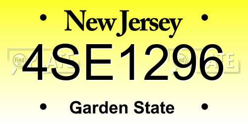 4SE1296 New Jersey License Plate