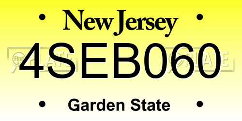4SEB060 New Jersey License Plate