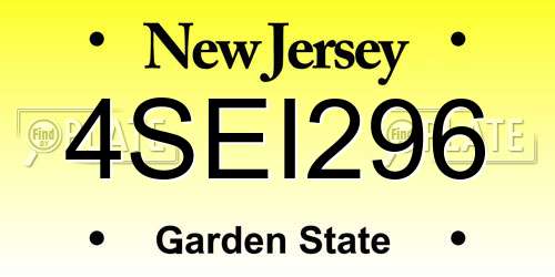 4SEI296 New Jersey License Plate