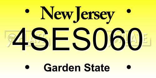 4SES060 New Jersey License Plate
