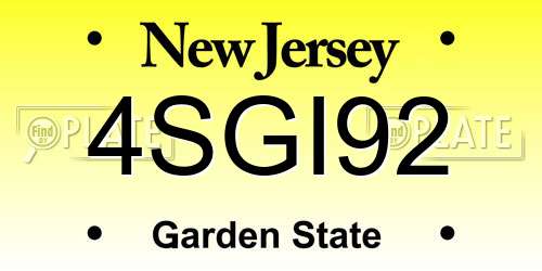 4SGI92 New Jersey License Plate
