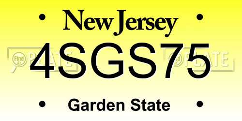 4SGS75 New Jersey License Plate