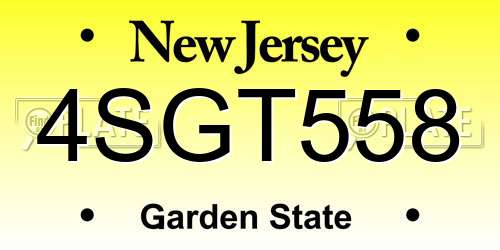 4SGT558 New Jersey License Plate