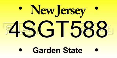 4SGT588 New Jersey License Plate