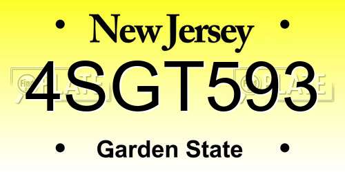 4SGT593 New Jersey License Plate