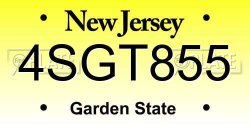 4SGT855 New Jersey License Plate