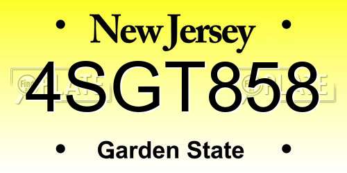 4SGT858 New Jersey License Plate