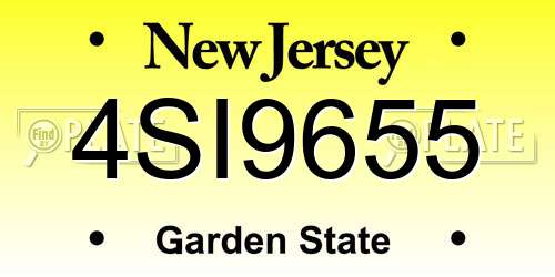 4SI9655 New Jersey License Plate