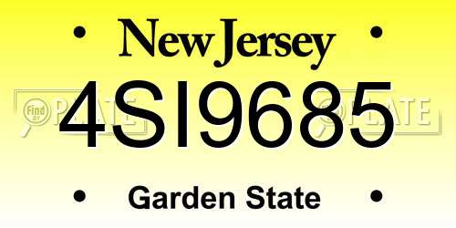 4SI9685 New Jersey License Plate
