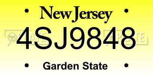 4SJ9848 New Jersey License Plate