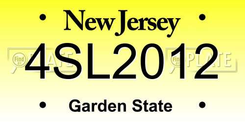 4SL2012 New Jersey License Plate