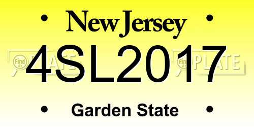 4SL2017 New Jersey License Plate