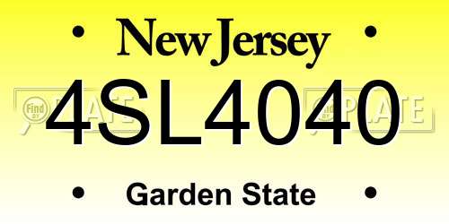 4SL4040 New Jersey License Plate
