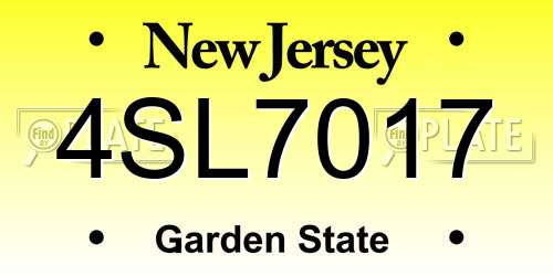 4SL7017 New Jersey License Plate