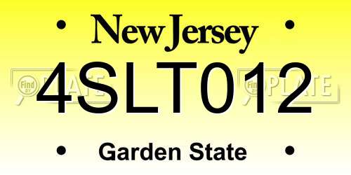 4SLT012 New Jersey License Plate