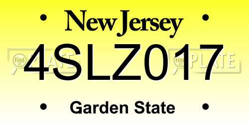 4SLZ017 New Jersey License Plate