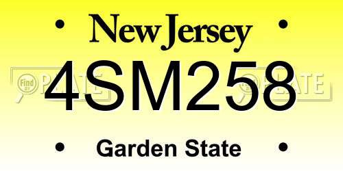 4SM258 New Jersey License Plate