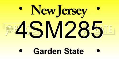 4SM285 New Jersey License Plate