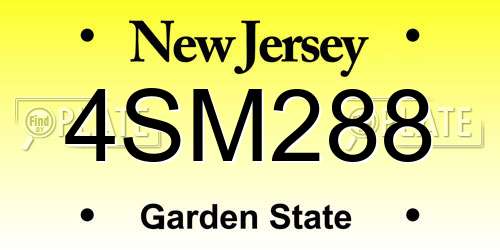 4SM288 New Jersey License Plate