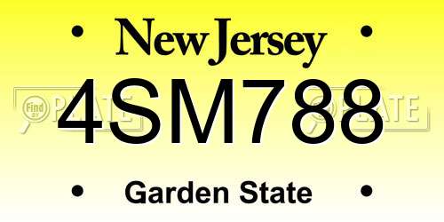 4SM788 New Jersey License Plate